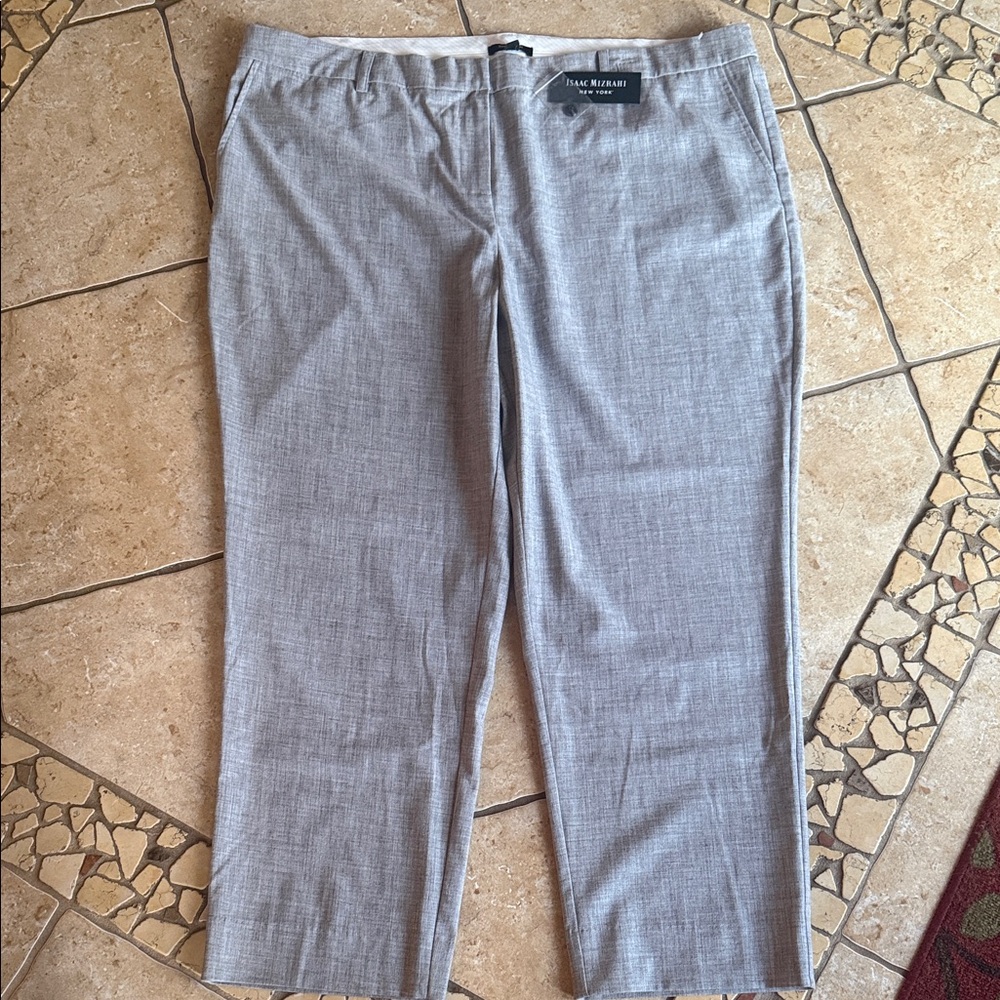 Isaac Mizrahi Gray Straight-Leg Trousers